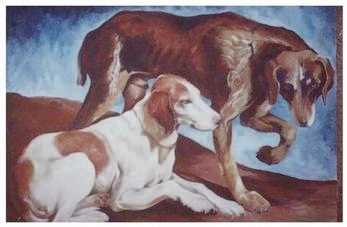 相片: 出售 绘画和图画 1 DEUX CHIENS AUX BORD D'UNE COLLINE 2 KASSBAH TAM