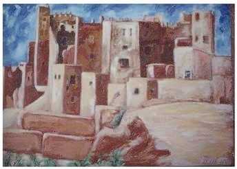 相片: 出售 绘画和图画 1 DEUX CHIENS AUX BORD D'UNE COLLINE 2 KASSBAH TAM