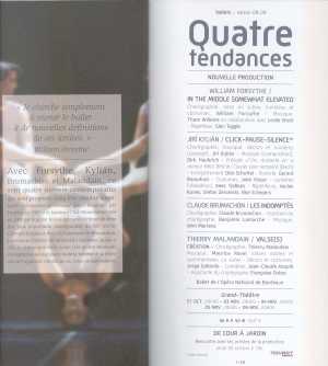 相片: 出售 音乐会票 QUATRE TENDANCES-DANSE CONTEMPORAINE - OPERA DE BORDEAUX