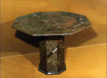 相片: 出售 壳、化石和石头 TABLE EN MARBRE FOSSILES MARRON