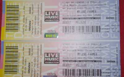 相片: 出售 音乐会票 2 BILLETS POUR LE CONCERT DE MYLENE FARMER - 4 SEPTEMBRE 2009 A GENEVE