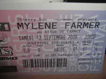 相片: 出售 音乐会票 PLACE DE CONCERT MYLENE FARMER - PARIS