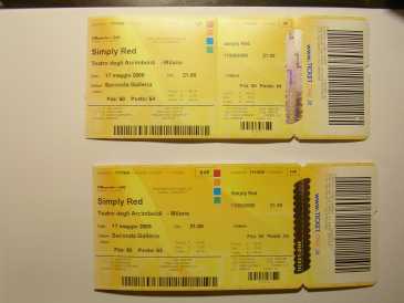 相片: 出售 音乐会票 CONCERTO SIMPLY RED, MILANO, 17/05/2009 - MILANO