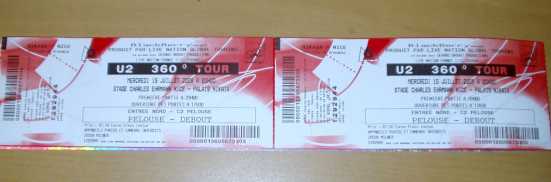 相片: 出售 音乐会票 CONCERT U2 360 TOUR NICE - NICE
