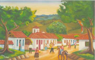 相片: 出售 绘画和图画 PUEBLITO COLOMBIANO ORIGINAL PRIMITIVO