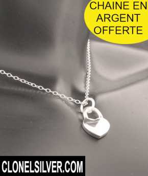 相片: 出售 珠宝 妇女 - PENDENTIF COEUR CADENAS ARGENT 15,00EUR - BIJOU PENDENTIF CEOUR CADENAS CHAINE ARGENT OFFERT