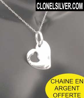 相片: 出售 珠宝 妇女 - PENDENTIF COEUR ARGENT FANTAISIE 25,00EUR - PENDENTIF GRAND COEUR CHAINE ARGENT OFFERTE