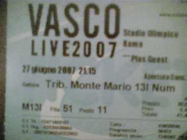 相片: 出售 音乐会票 VASCO A ROMA 27/06/07 - STADIO OLIMPICO