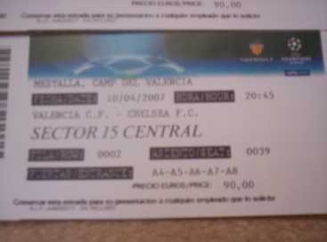 相片: 出售 体育票 VALENCIA-CHELSEA - VALENCIA