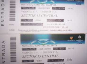 相片: 出售 体育票 VALENCIA-CHELSEA - VALENCIA