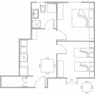 相片: 租 2 间卧室公寓 60 m2