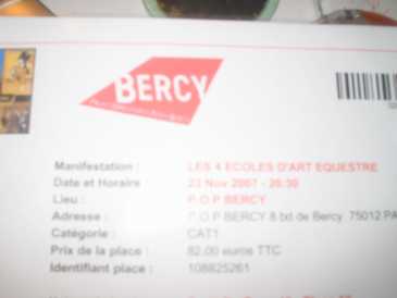 相片: 出售 音乐会票 LES 4 ECOLES D'ART EQUESTRE - PARIS BERCY