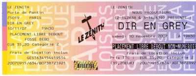 相片: 出售 音乐会票 DIR EN GREY - LE ZENITH DE PARIS