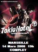 相片: 出售 音乐会票 VENDS PLACES  TOKIO HOTEL MARSEILLE LE 14 MARS 200 - LE DOME DE MARSEILLE