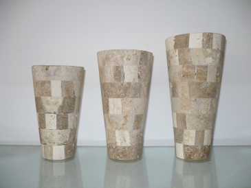 相片: 出售 装饰 PEPE CAPPELLA - SET DE 3 JARRONES EN MARMOL TRAVERTINO 05  U$ 290